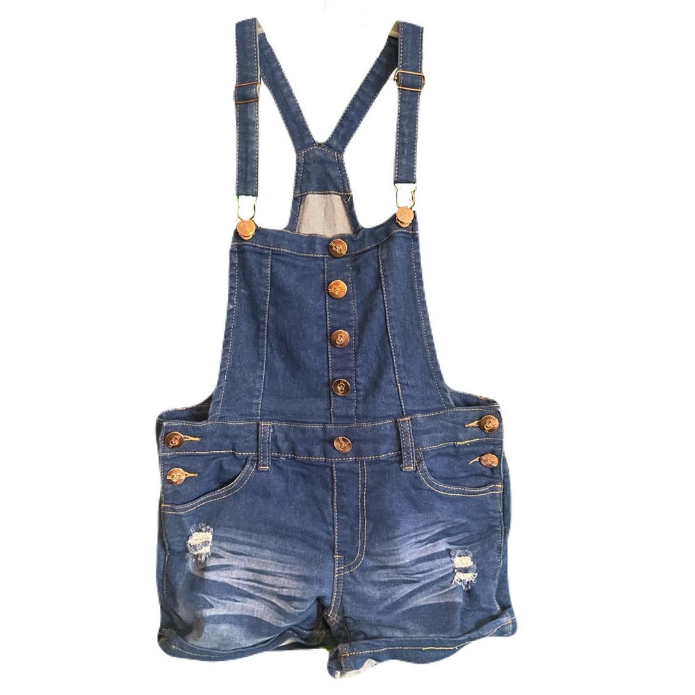 Cutie Patootie Girls Large Stretch Distressed Jean Shortalls